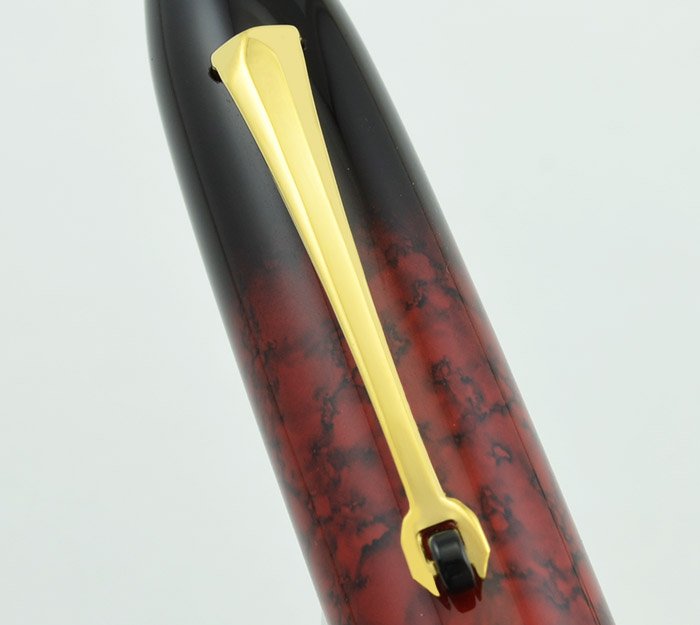 Omas Ogiva 75th Anniversary Fountain Pen - Red & Black Lacquer w GP Trim,  18k Double Broad (Mint, Works Well)